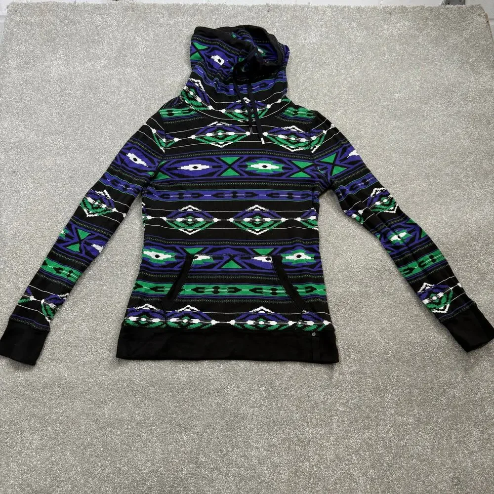 Lauren Ralph Lauren Active Aztec Southwest Thermal Cowl Neck Sweatshirt Top Med - Picture 6 of 13